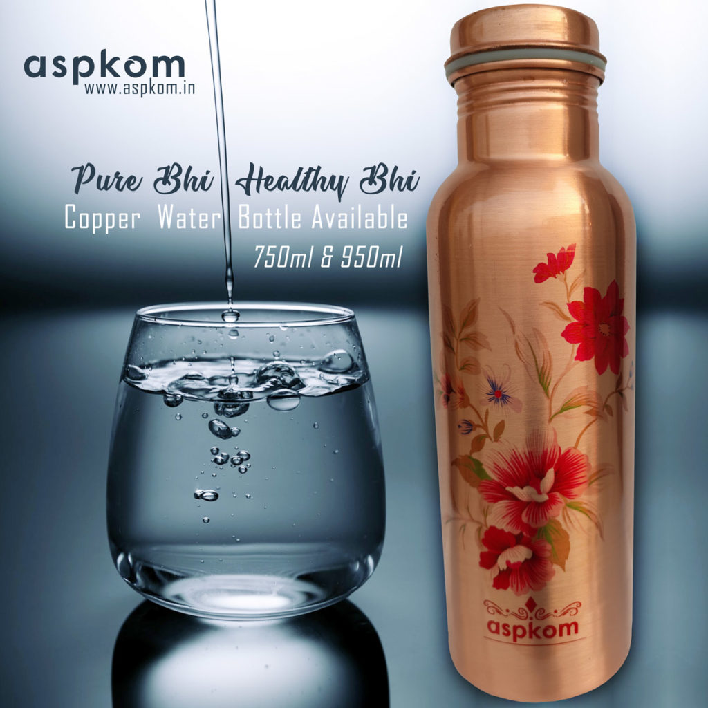 copper bottle, water bottle, aspkom copper water bottle, 950ml copper bottle, 750ml copper bottle