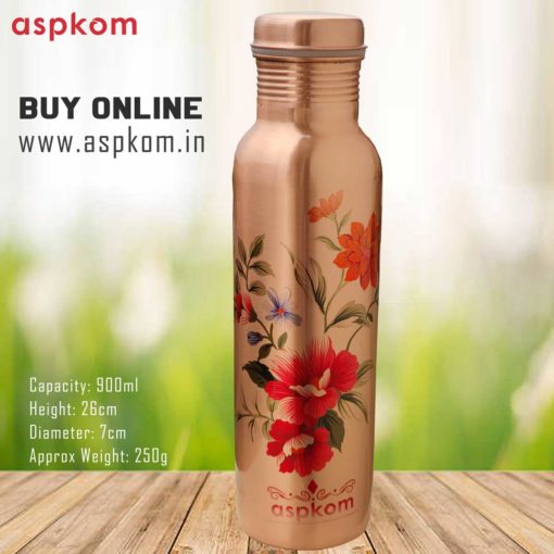 AspKom Copper Bottle, Copper Water Bottle, Ayurvedic Copper, Water Bottle, Copper