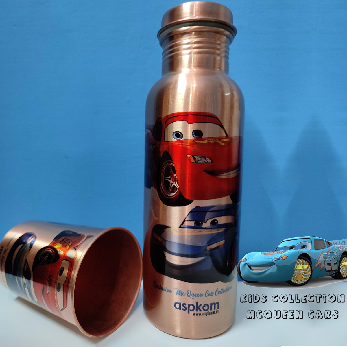 Disney Lightning McQueen Cars, 750ml Copper Water Bottle for Kids