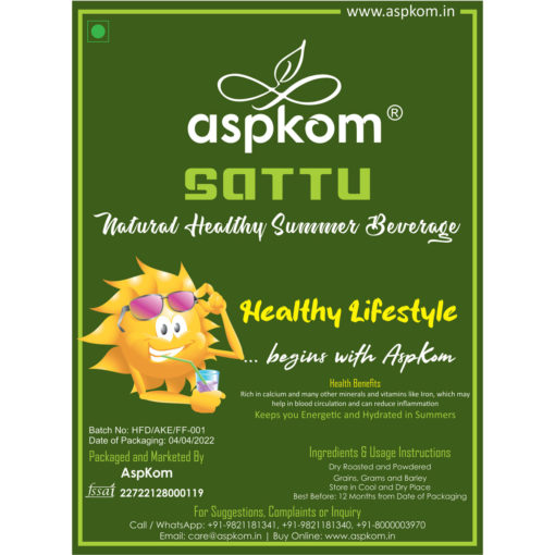 AspKom Jau-Chana Sattu, Barley-Gram Sattu, Organic Sattu